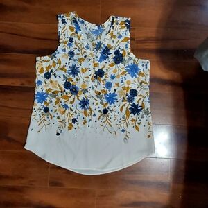Maurices Floral Sleeveless Blouse - Blue and Yellow